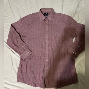 STAFFORD Men's Dress Shirt Purple Micro Pinpoint OXFORD Size 17.5